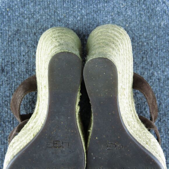 UGG Tawnie Espadrille‎ Women Slide Sandal Shoes Brown Leather Size 7 Medium - Picture 9 of 10